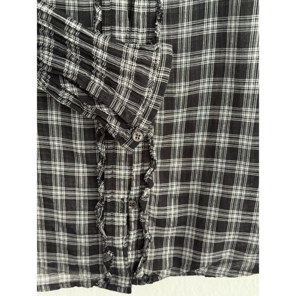 J. Crew Womens 6 Lightweight Plaid Button Front Top Ruffle Trim Academia Preppy - Picture 5 of 6